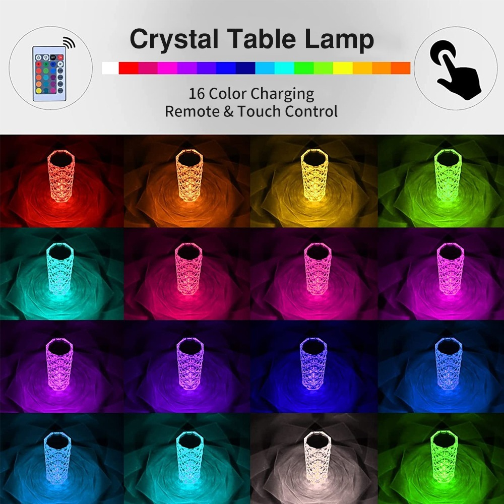 16 Colors LED Crystal Touch Table Lamps